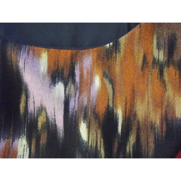 Luxe by Carmen Woman 16W Orange Black Knit Asymmetrical Hem Midi Sheath Dress - Picture 3 of 8